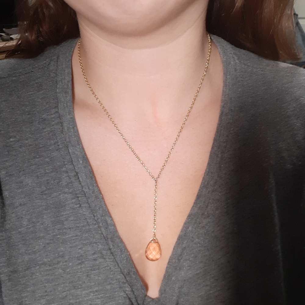 Pink tear drop necklace
